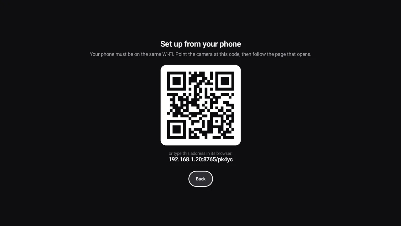 Sulla TV: il codice QR da scansionare con il telefono.